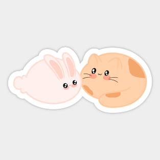 Blobs & friends bunny and cat Sticker